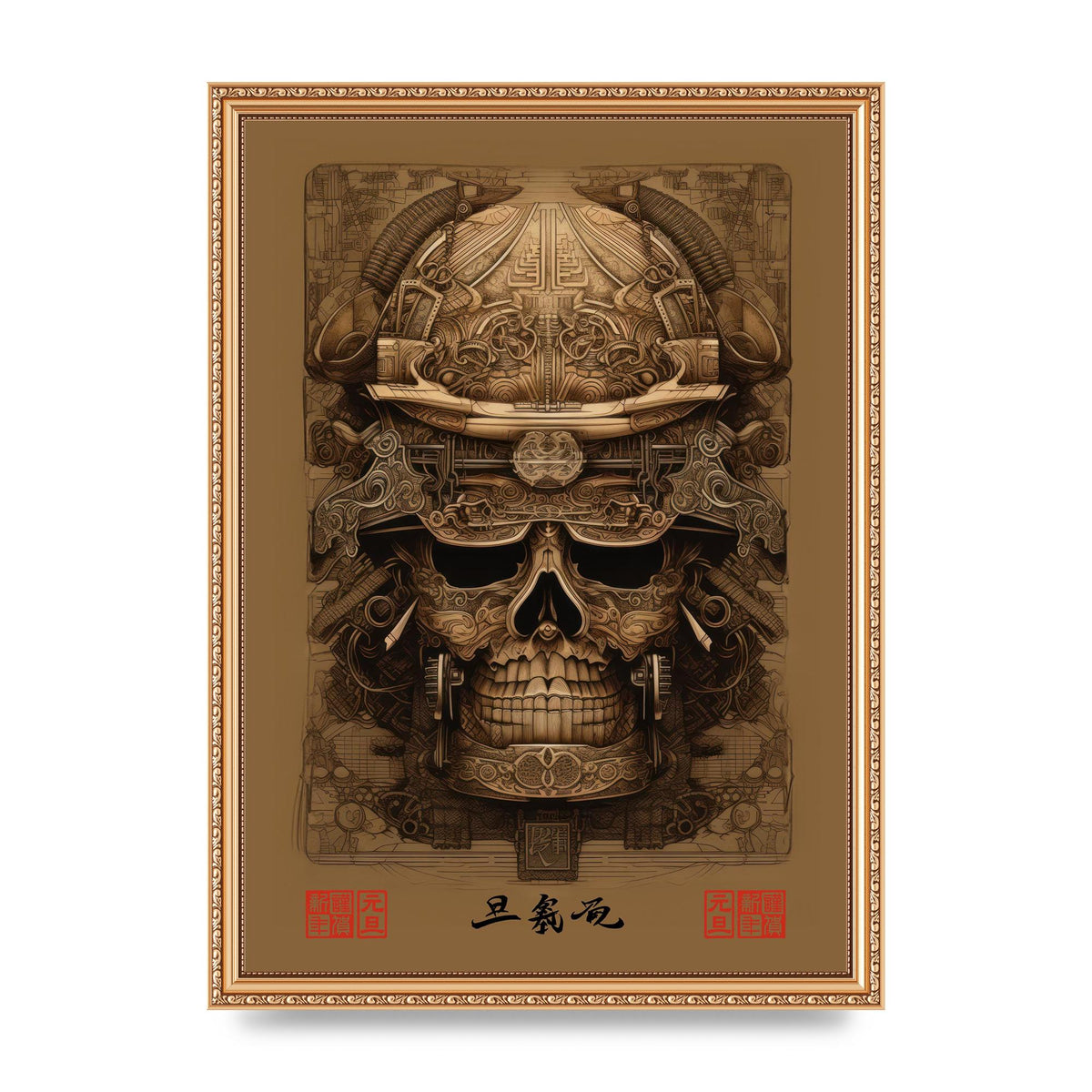 Kabuto Lithograph with Elaborate Patterns