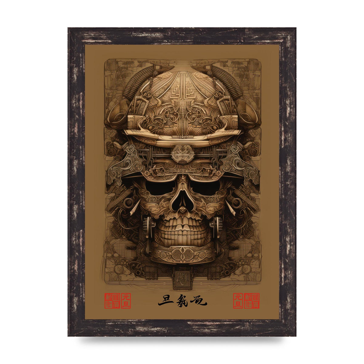 Kabuto Lithograph with Elaborate Patterns