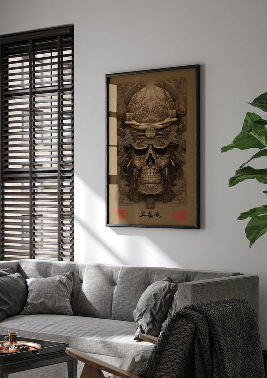 Kabuto Lithograph with Elaborate Patterns