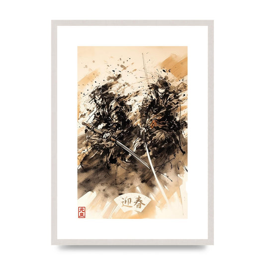 Thunderous Duel Sumi-e Painting