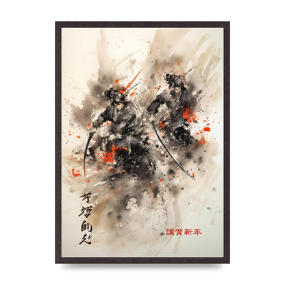 Electrifying Samurai Clash Sumi-e