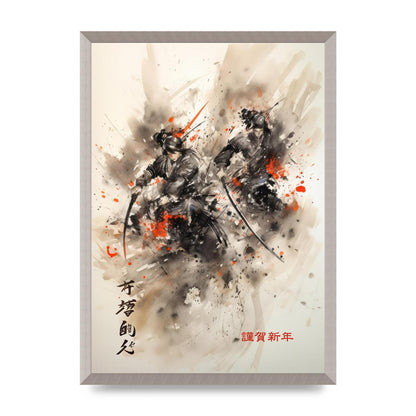 Electrifying Samurai Clash Sumi-e