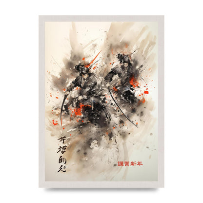 Electrifying Samurai Clash Sumi-e