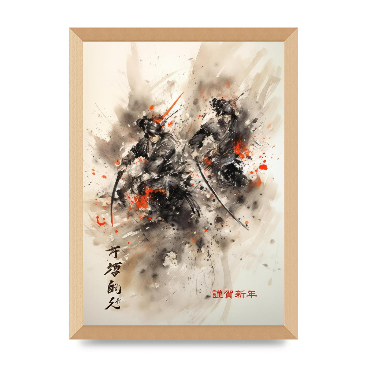 Electrifying Samurai Clash Sumi-e