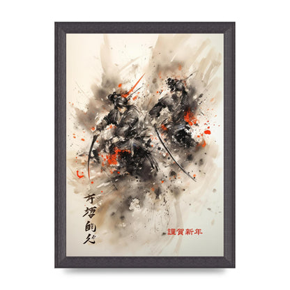 Electrifying Samurai Clash Sumi-e