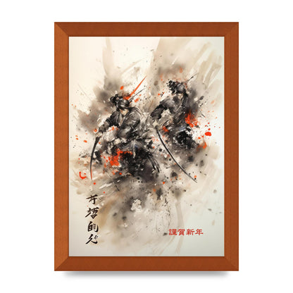 Electrifying Samurai Clash Sumi-e