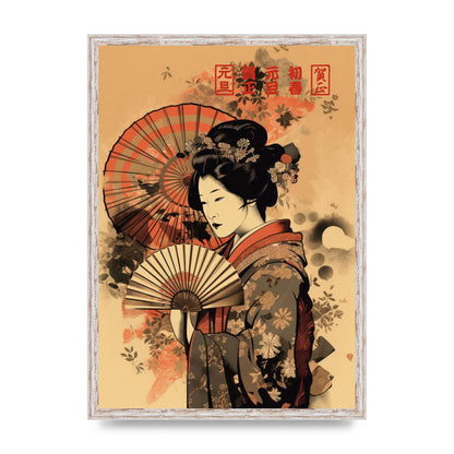 Japanese Geisha Fan 2D Portrayal