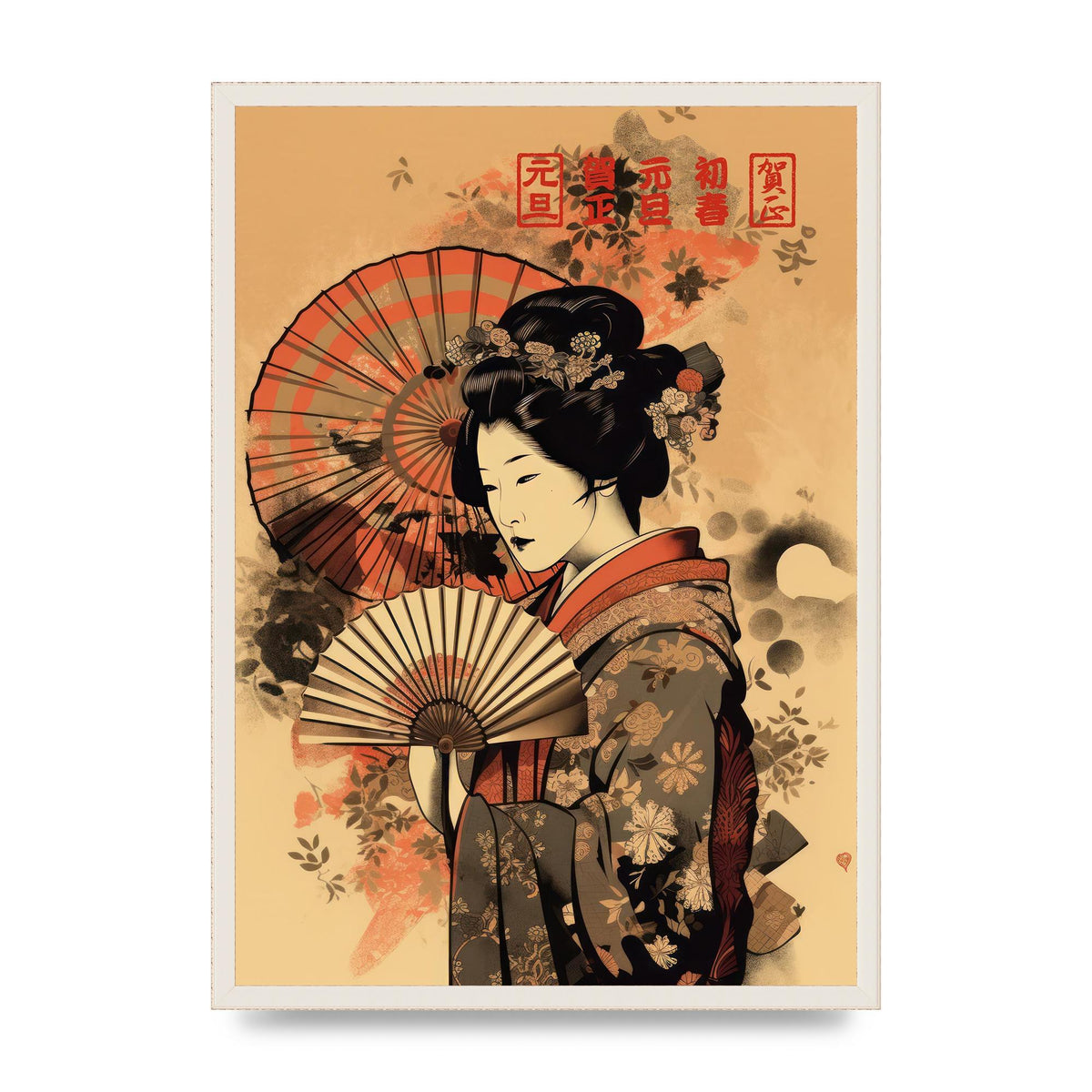 Japanese Geisha Fan 2D Portrayal