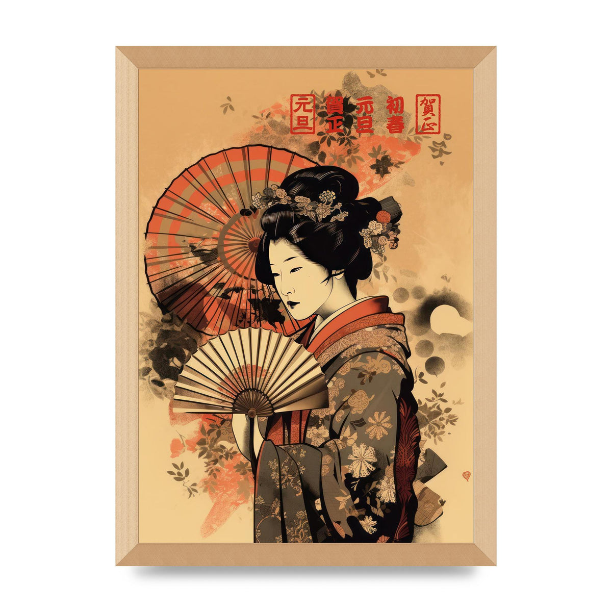 Japanese Geisha Fan 2D Portrayal