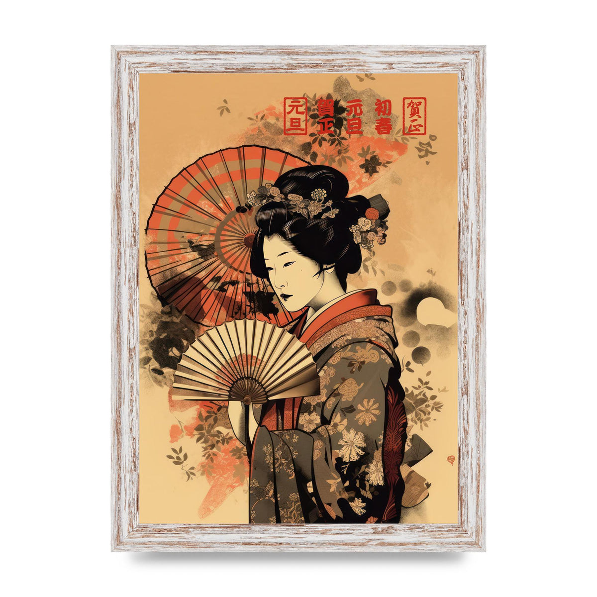 Japanese Geisha Fan 2D Portrayal