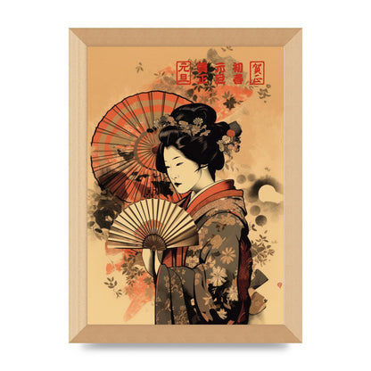 Japanese Geisha Fan 2D Portrayal