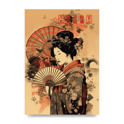 Japanese Geisha Fan 2D Portrayal