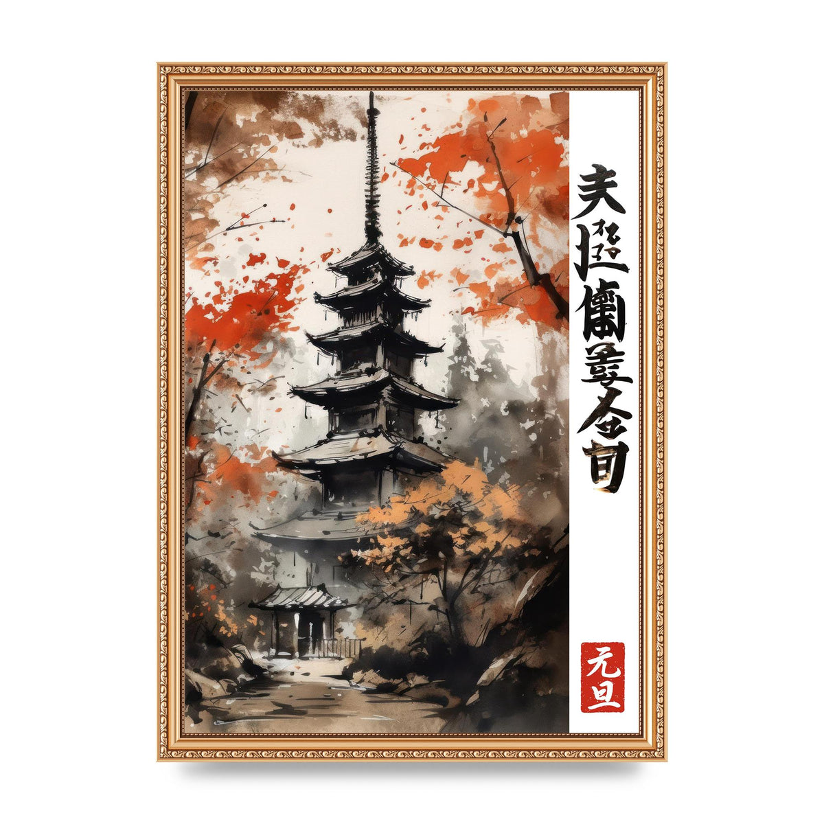 Ukiyo-e Woodblock-Style Geisha