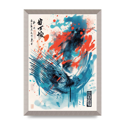 Intricate Japanese Brushstrokes Risograph