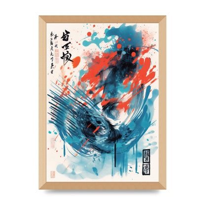 Intricate Japanese Brushstrokes Risograph