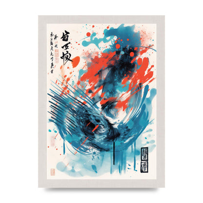Intricate Japanese Brushstrokes Risograph