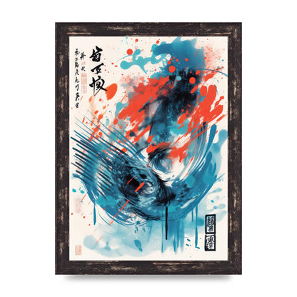 Intricate Japanese Brushstrokes Risograph