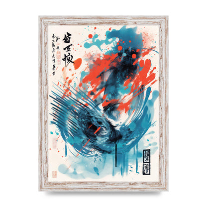Intricate Japanese Brushstrokes Risograph