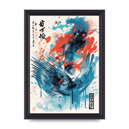 Intricate Japanese Brushstrokes Risograph