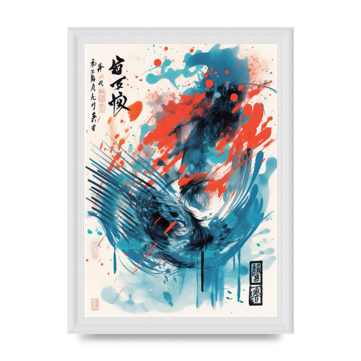 Intricate Japanese Brushstrokes Risograph