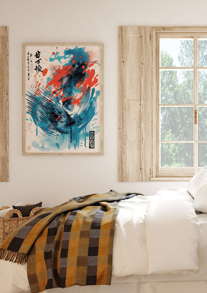 Intricate Japanese Brushstrokes Risograph