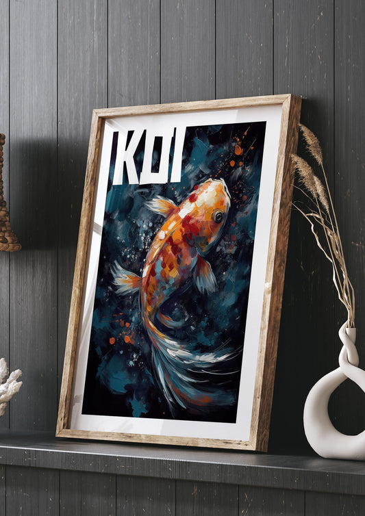 Vibrant Koi Fish Brushstroke Print