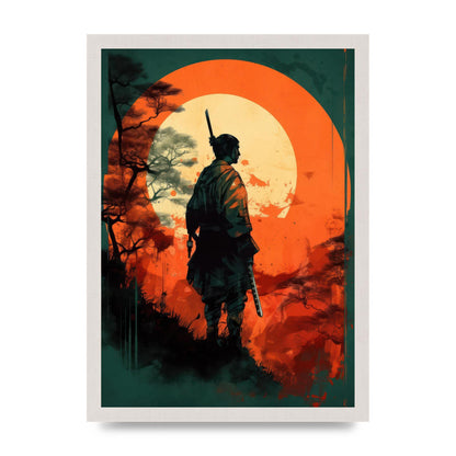 Samurais Silhouette Against Stark Backdrop