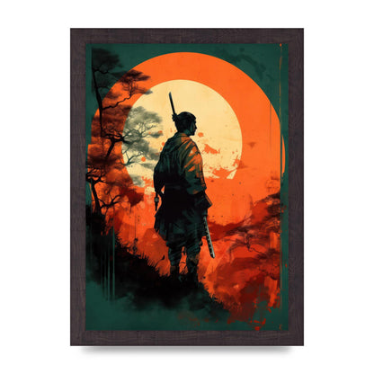 Samurais Silhouette Against Stark Backdrop