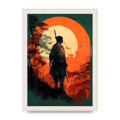 Samurais Silhouette Against Stark Backdrop