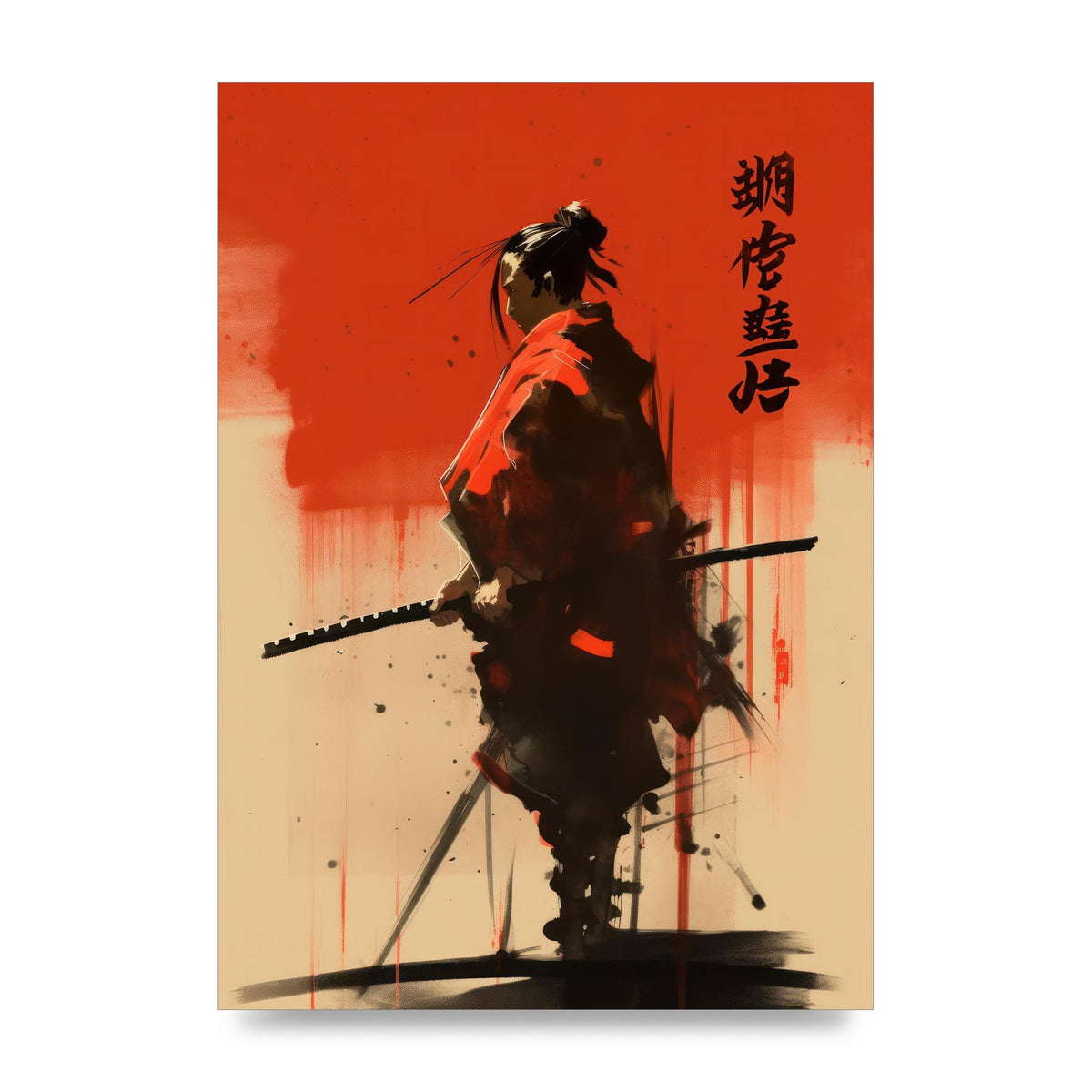 Samurais Bold Silhouette in Vivid Hue