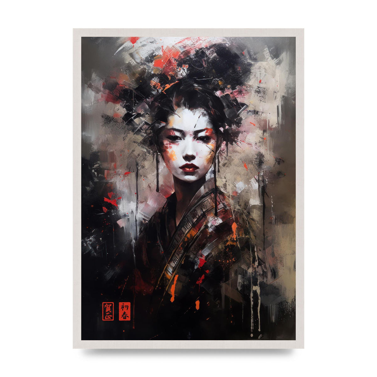 Alluring Geisha in Vivid Strokes