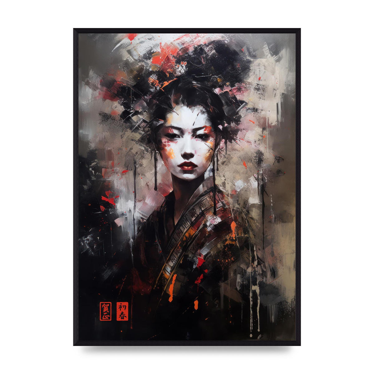 Alluring Geisha in Vivid Strokes