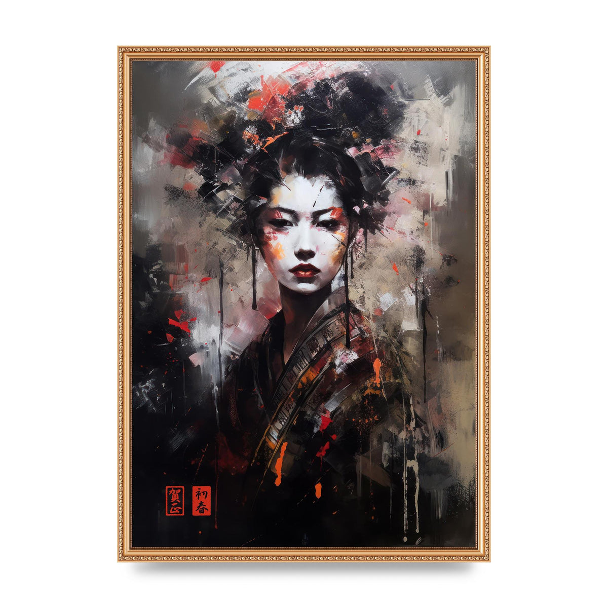 Alluring Geisha in Vivid Strokes