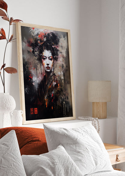 Alluring Geisha in Vivid Strokes