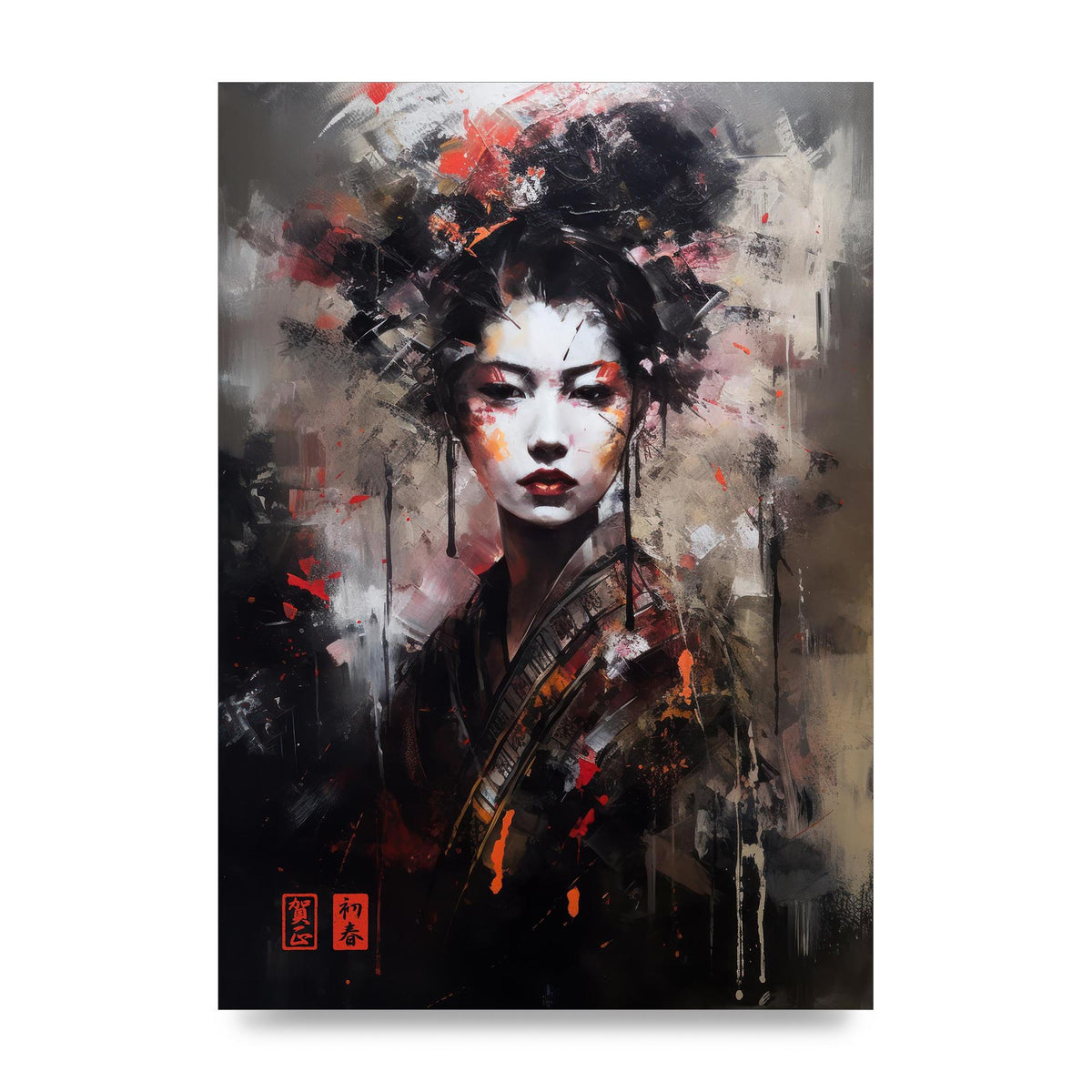 Alluring Geisha in Vivid Strokes