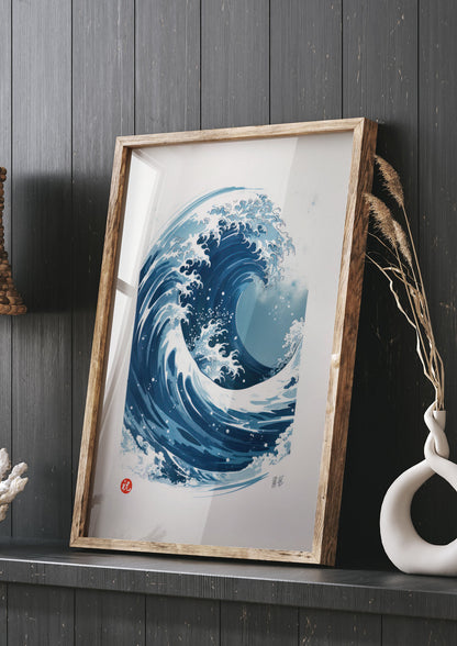 One-Stroke Waves Crest Art