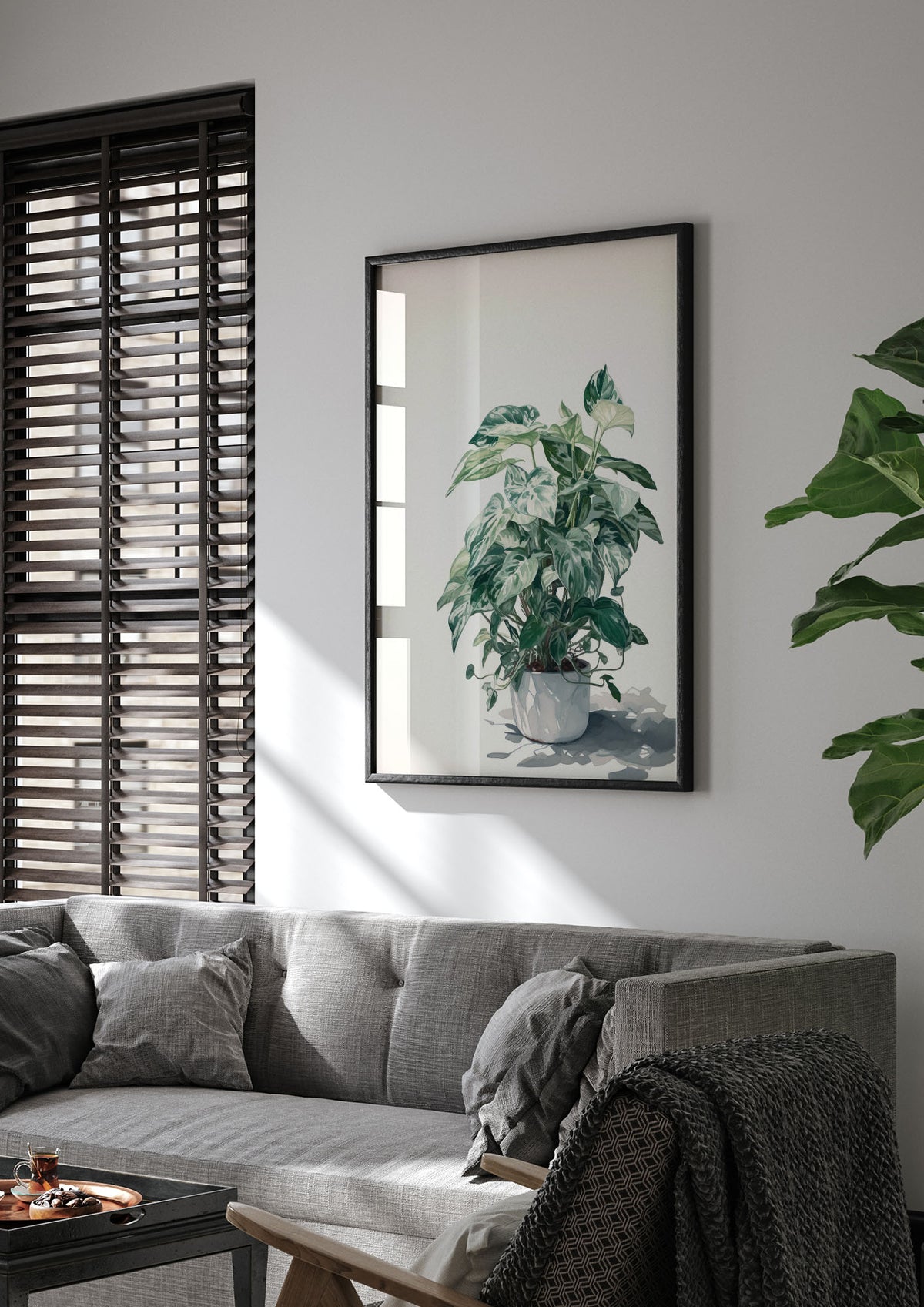 Muted House Plant in 2D Risograph