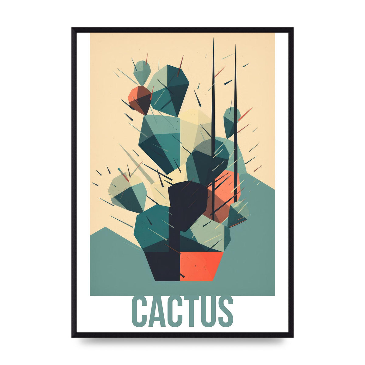 Suprematist Cactus Risograph Design