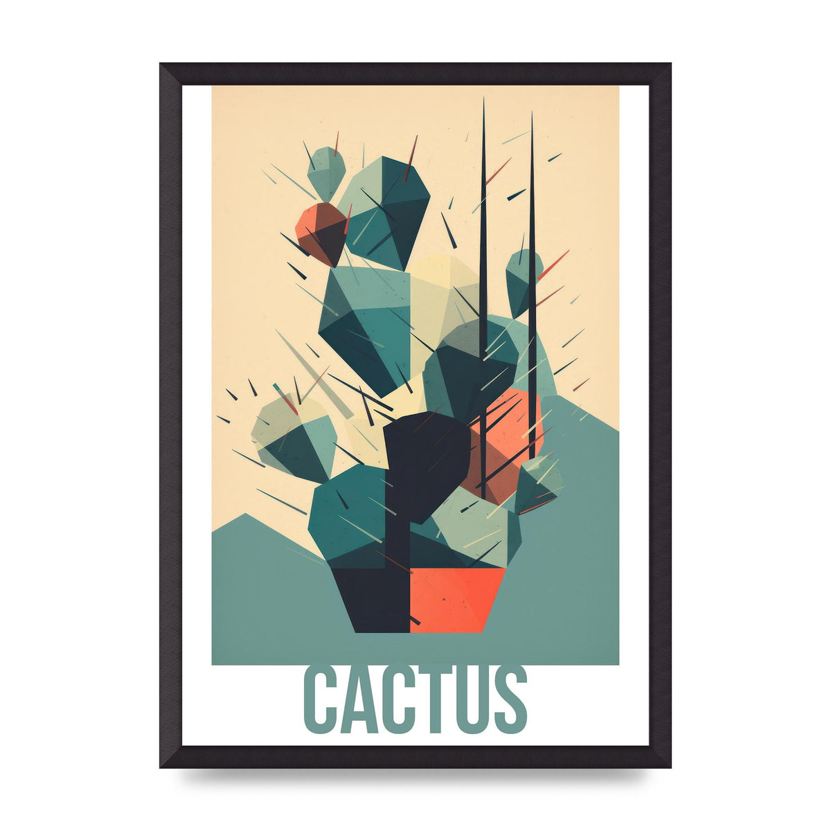 Suprematist Cactus Risograph Design