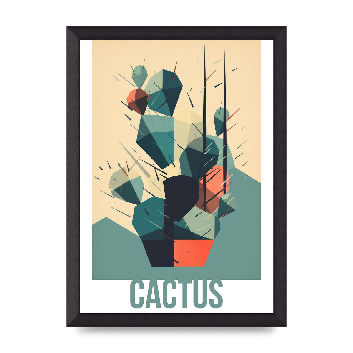 Suprematist Cactus Risograph Design