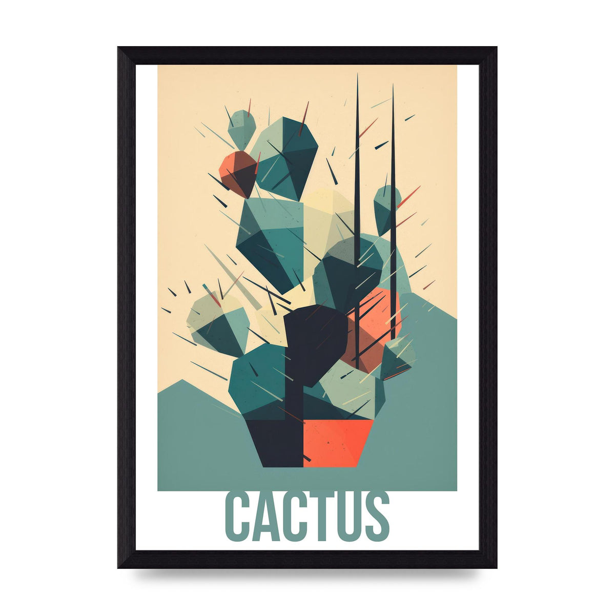 Suprematist Cactus Risograph Design