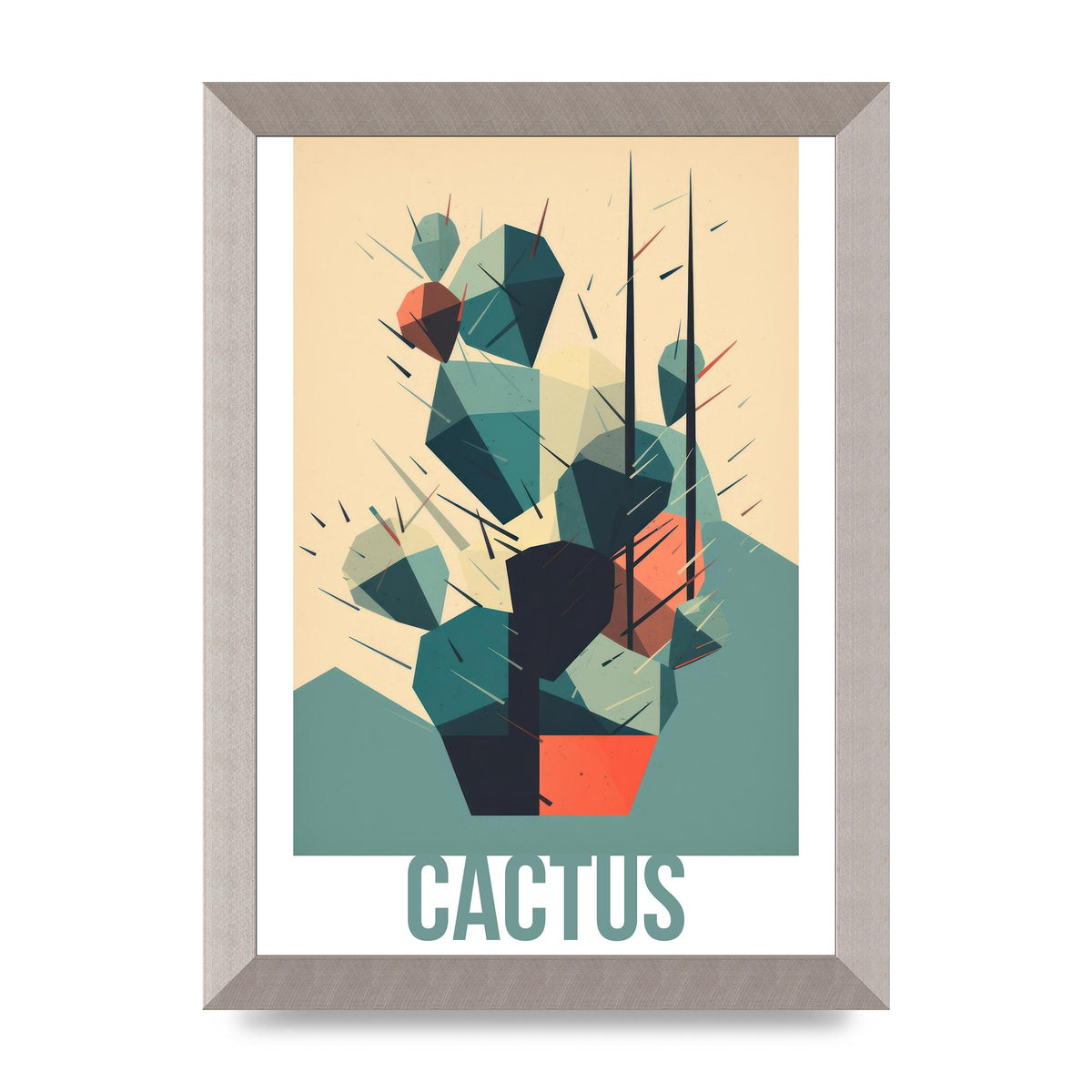Suprematist Cactus Risograph Design