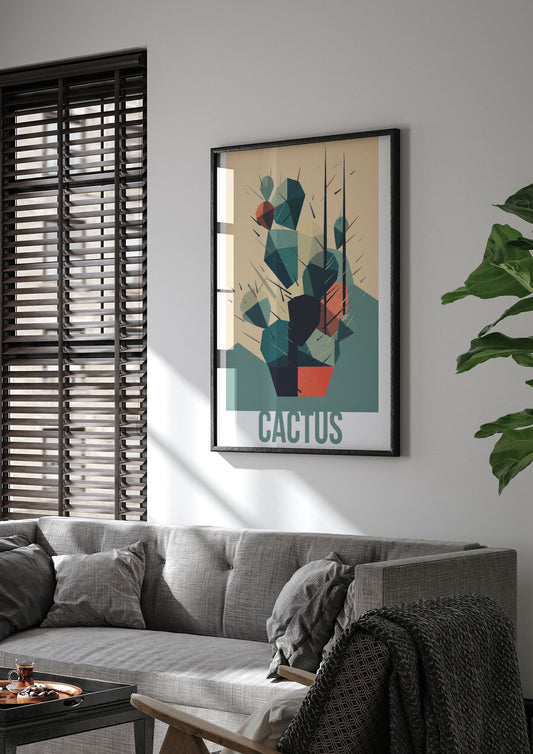 Suprematist Cactus Risograph Design
