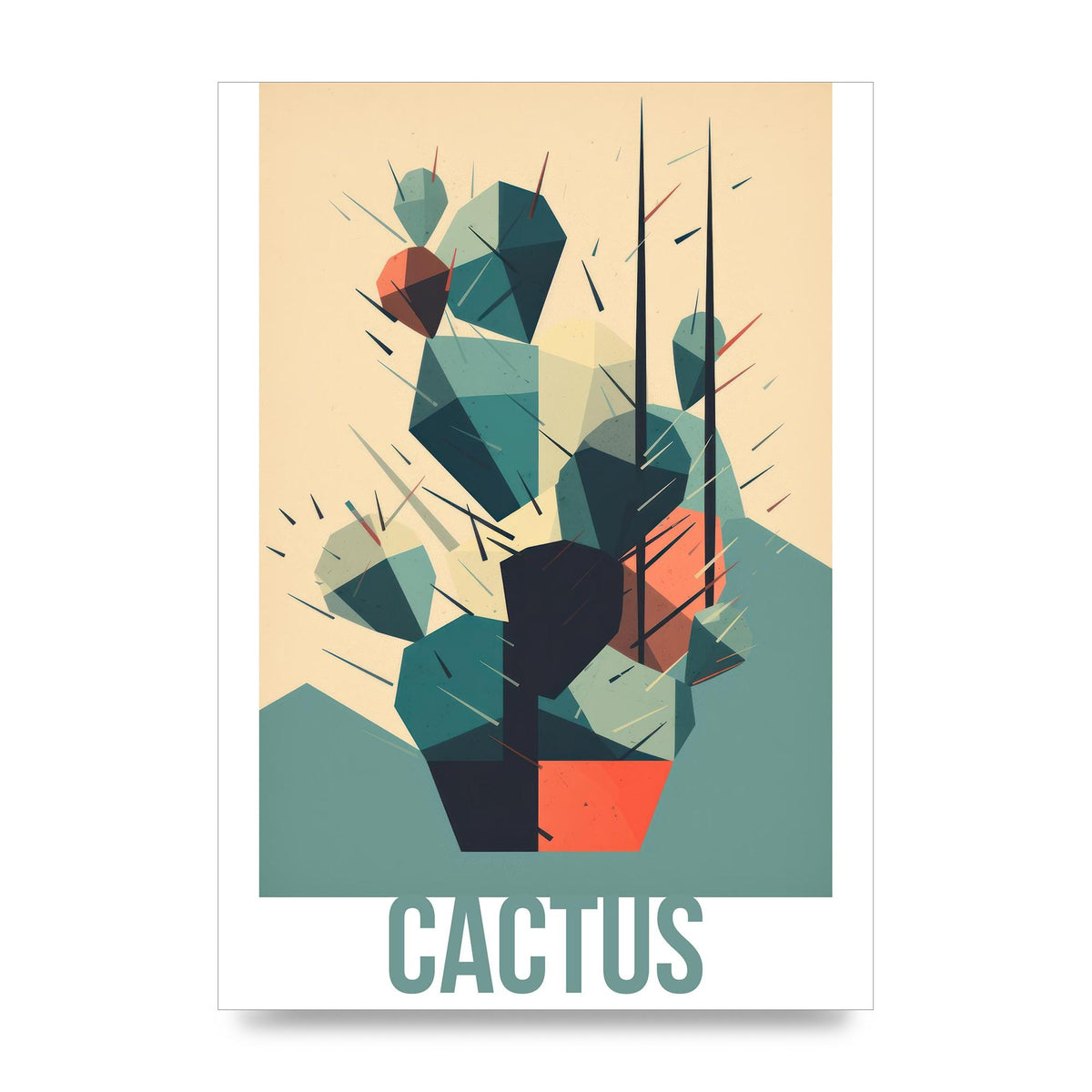 Suprematist Cactus Risograph Design