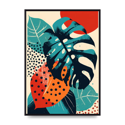 Monstera Deliciosa in Vibrant Risograph