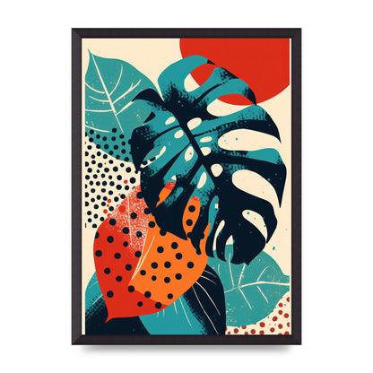 Monstera Deliciosa in Vibrant Risograph