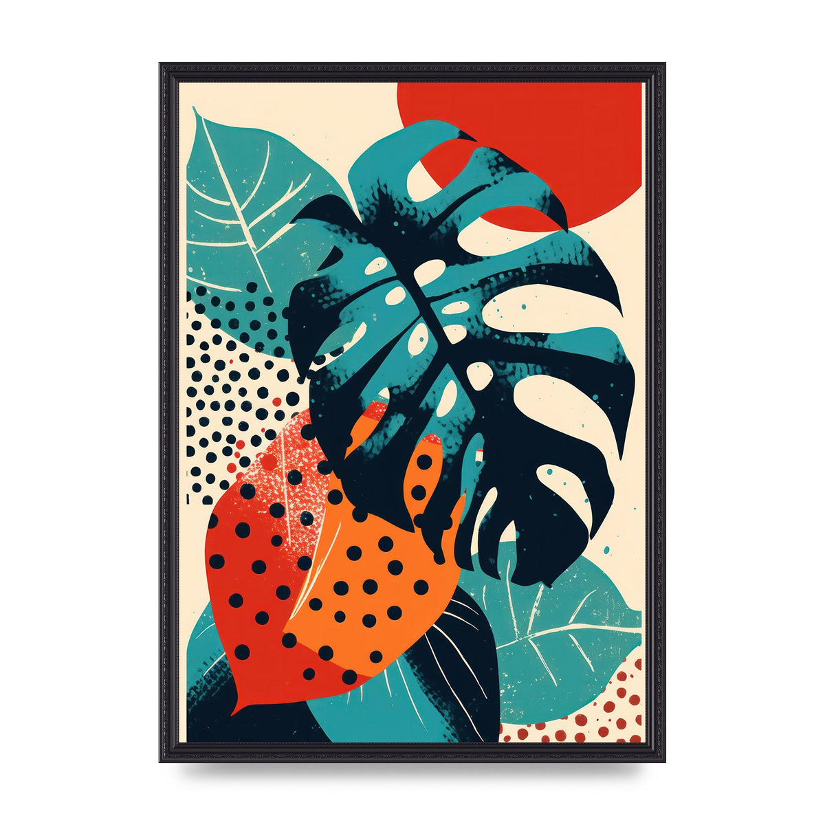 Monstera Deliciosa in Vibrant Risograph