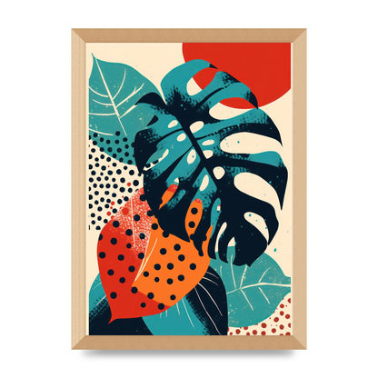 Monstera Deliciosa in Vibrant Risograph