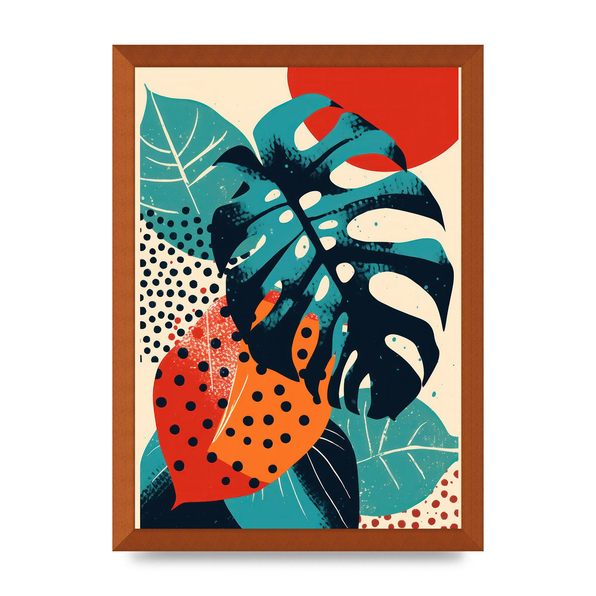 Monstera Deliciosa in Vibrant Risograph