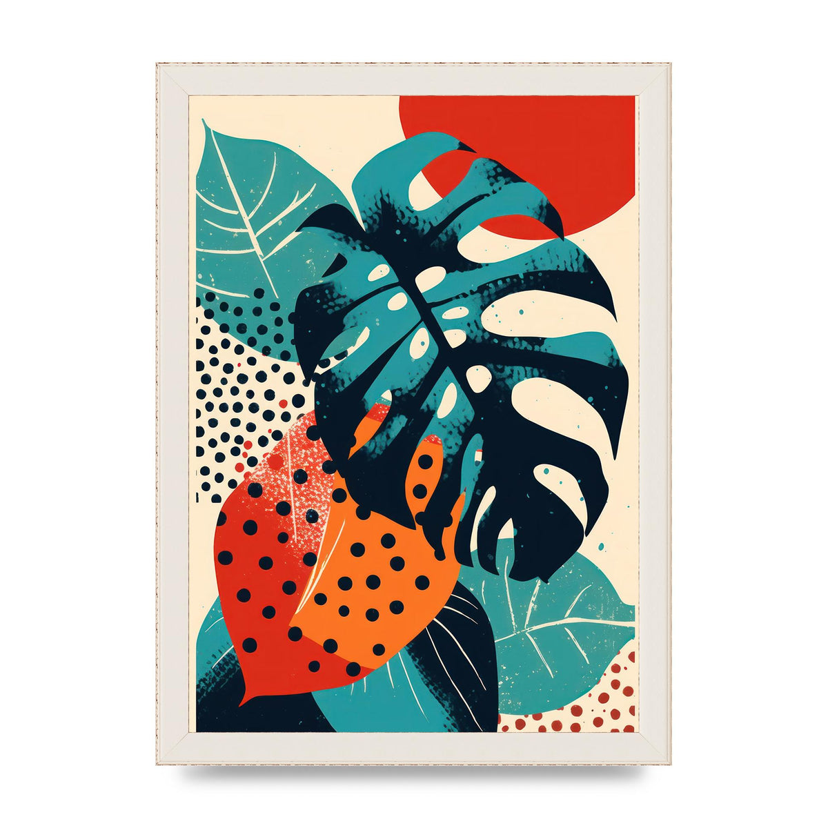 Monstera Deliciosa in Vibrant Risograph
